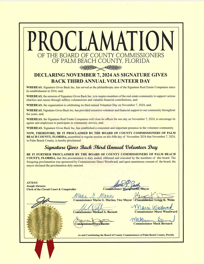 Signature Gives Back Day Proclamation